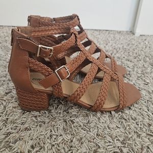 Comfortview Brown Braided Block Heel Sandle